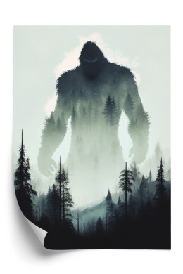 Plakat Sylwetka Yeti I Mroczny Las