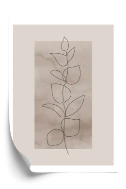 Plakat Abstrakcyjna Minimalistyczna Roślina Na Beżowym Tle