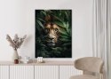 Plakat Lew Wśród Tropikalnych Liści Portret