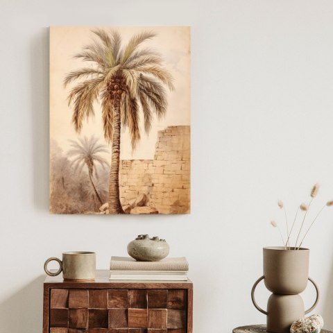 Plakat Ilustracja Palmy Przy Starym Murze