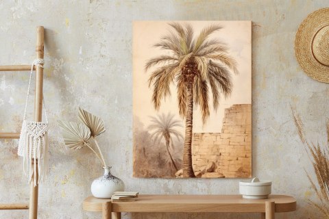 Plakat Ilustracja Palmy Przy Starym Murze