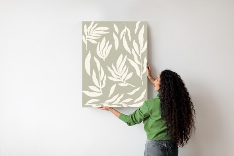 Plakat Grafika Botaniczna Z Beżowymi Liśćmi