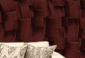 Zbliżenie na splot koszykowy fototapety 3D burgund, detale tekstury tkaniny aksamitnej, nowoczesny design ścienny.
