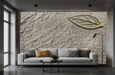 Fototapeta Premium Tekstura Tynku: Złoty Liść - Naturalny Taupe